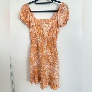 Orange Smocked Mini Dress